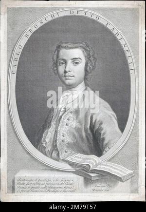 Farinelli (1705 – 1782) nome della tappa di Carlo Maria Michelangelo Nicola Broschi, cantante italiana di castrato del 18th° secolo. Foto Stock