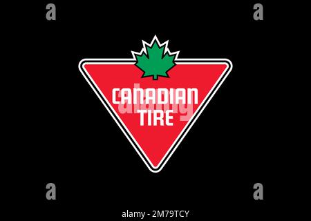 Canadian Tire, logo, sfondo nero Foto Stock