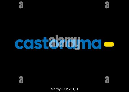 Castorama, Logo, sfondo nero Foto Stock