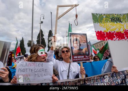 Protesta iraniana per il 3rd° anniversario del downing del volo #PS752 e a sostegno della Rivoluzione iraniana. Foto Stock