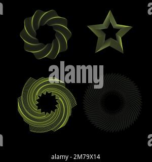 Elementi di design simbolo icona modificabile, isolata su sfondo nero. Illustrazione vettoriale con lo strumento di fusione Illustrazione Vettoriale