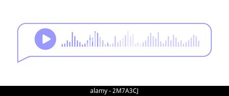 Messaggio vocale nel riquadro del fumetto vocale. Elemento chat con icona di gioco e onda sonora isolata su sfondo bianco. Mobile Messenger, radio online, interfaccia app mobile podcast. Illustrazione vettoriale Illustrazione Vettoriale