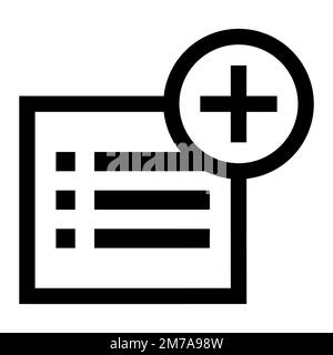 Aggiungi la riga dell'icona dell'elenco isolata su sfondo bianco. Icona sottile nera piatta sullo stile moderno. Simbolo lineare e tratto modificabile. Semplice e pixel per Illustrazione Vettoriale