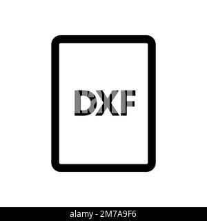 Icona del file DXF isolata su sfondo bianco. Icona sottile nera piatta sullo stile moderno. Simbolo lineare e tratto modificabile. Semplice e pixel per Illustrazione Vettoriale