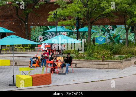 USA; Maine; Portland; Congress Square Park, Congress e High Streets Foto Stock