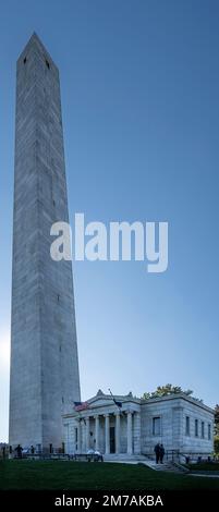 Bunker Hill Monument a Charlestown con obelisco e Lodge Foto Stock