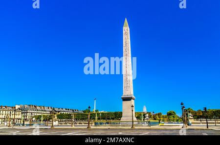 Obelisco di Luxor a Place de la Concorde a Parigi, la capitale della Francia Foto Stock