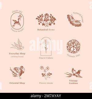 Organic branding logo vettore modello vintage collezione Illustrazione Vettoriale