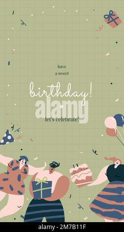 Vettore modello di auguri di compleanno con caratteri celebranti Illustrazione Vettoriale