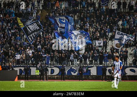 Lisbona, Portogallo. 07th Jan, 2023. Tifosi del FC Porto visto durante la partita di Bwin della Liga Portugal tra Casa Pia AC e il FC Porto all'Estadio Jamor. (Punteggio finale: Casa Pia AC 0:0 FC Porto) Credit: SOPA Images Limited/Alamy Live News Foto Stock