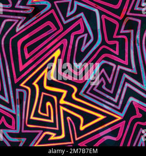 pattern senza cuciture con curve psichedeliche Illustrazione Vettoriale