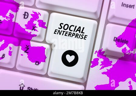 Scrittura a mano di testo Social Enterprise. Parola per il commercio che fa i soldi in un senso socialmente responsabile Foto Stock