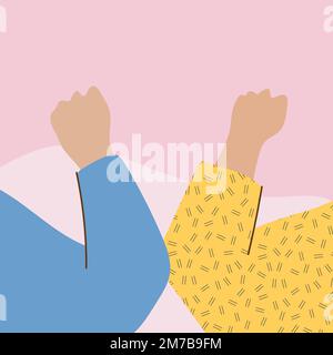 La gente che fa il gomito bump per evitare il vettore del coronavirus Illustrazione Vettoriale