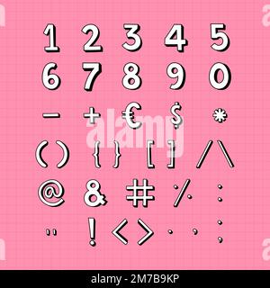 Numeri con stile e vettore set di simboli Illustrazione Vettoriale