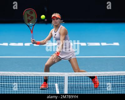 Melbourne, Australia. 09th Jan, 2023. Melbourne Park 9/1/2023. EUGENIE BOUCHARD (CAN) in azione durante le qualifiche all'Australian Open 2023. Credit: Corleve/Alamy Live News Credit: Corleve/Alamy Live News Foto Stock