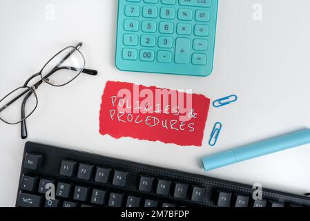Procedure per i criteri dei segni di scrittura a mano. L'elenco delle regole di approccio aziendale definisce i diritti dei clienti e degli acquirenti Foto Stock