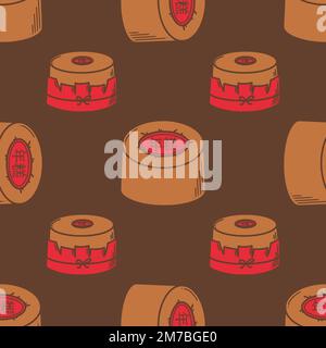 Nian gao, illustrazione del vettore della torta cinese di Capodanno. Dessert cinese di Capodanno niangao in stile doodle. Illustrazione Vettoriale