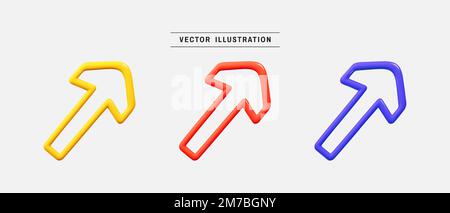 Set di icone frecce colorate 3D. raccolta di elementi di progettazione realistici. illustrazione vettoriale in stile cartoon minimal Illustrazione Vettoriale