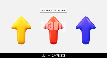 Set di icone frecce colorate 3D. raccolta di elementi di progettazione realistici. illustrazione vettoriale in stile cartoon minimal Illustrazione Vettoriale