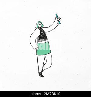 Vettore disegnato a mano verde con disegno a doodle Illustrazione Vettoriale