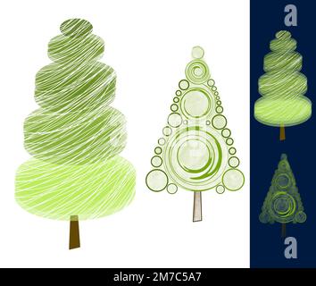 Albero di Natale Set di due tessuti verdi Foto Stock
