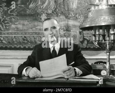 Politico francese e presidente Charles Pompidou, Francia 1970 Foto Stock