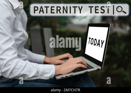 Segno che mostra il test di paternità. Business Approach un test di DNA per determinare se un dato uomo è il padre biologico Foto Stock