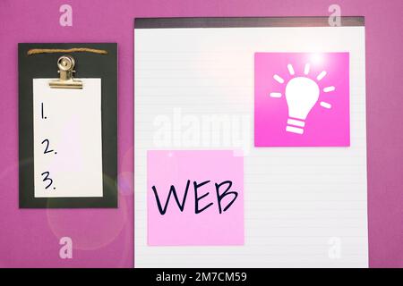 Didascalia concettuale Web. Word per un sistema di server Internet che supporta documenti con formati speciali Foto Stock