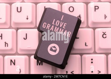 Didascalia di testo che presenta i Love Grammar. Business idea atto di ammirare il sistema e la struttura del linguaggio Foto Stock
