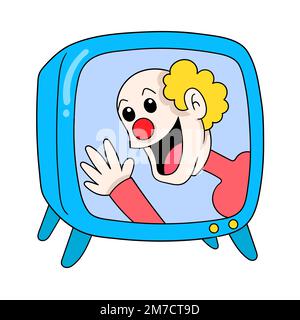 la tv box contiene divertenti spettacoli di intrattenimento clown. disegno vettoriale Illustrazione Vettoriale