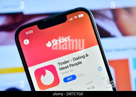 New Delhi, India – 07 gennaio 2023: Online dating app per telefono Foto Stock