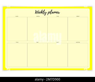 Modello di pianificazione settimanale. Pagina vuota del notebook. Pagina dell'organizzatore aziendale. Foglio di carta Illustrazione Vettoriale