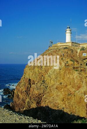 Faro di Cabo de Gata. Parco Naturale Cabo de Gata-Nijar, provincia di Almeria, Andalusia, Spagna Foto Stock