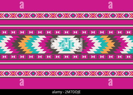 Pattern etnico geometrico senza cuciture. Stile etnico Aztec americano senza cuciture tessuto colorato. Design per sfondo,carta da parati,tessuto,tappeto,ornamenti, Illustrazione Vettoriale