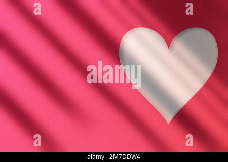 Illustrazione del cuore di San Valentino con sfondo rosso rosa e ombre Moody. Foto Stock