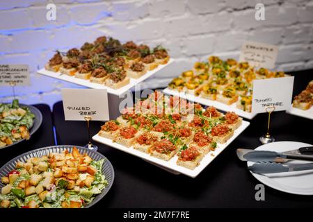 Set di spuntini tartaro nel catering per eventi Foto Stock