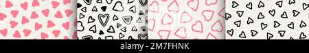 Illustrazione del vettore del pattern senza giunture cardiaco. Doodle Hearts for San Valentino, Mother Day, wedding card Illustrazione Vettoriale