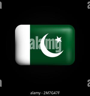 Icona Pakistan Flag 3D. Bandiera nazionale del Pakistan. Illustrazione vettoriale Illustrazione Vettoriale