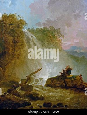 Cascata con disegno artista di Hubert Robert (1733-1808) Francia Francese Foto Stock
