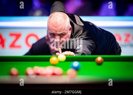 LONDRA, REGNO UNITO. 09th Jan, 2023. John Higgins contro Jack Lisowski durante le partite del Cazoo Master 2023 Day 2 all'Alexandra Palace lunedì 09 gennaio 2023 a LONDRA, INGHILTERRA. Credit: Taka G Wu/Alamy Live News Foto Stock