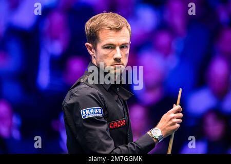 LONDRA, REGNO UNITO. 09th Jan, 2023. John Higgins contro Jack Lisowski durante le partite del Cazoo Master 2023 Day 2 all'Alexandra Palace lunedì 09 gennaio 2023 a LONDRA, INGHILTERRA. Credit: Taka G Wu/Alamy Live News Foto Stock