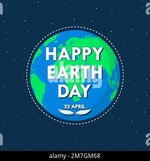 Globe Earth per il 22 aprile, in design piatto. Illustrazione vettoriale. Giornata della Terra felice, concetto di ecologia. Illustrazione Vettoriale