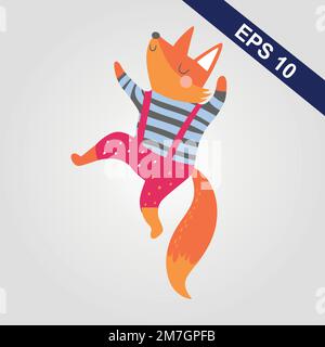 Carino volpe file vettoriale cartone animato Illustrazione Vettoriale