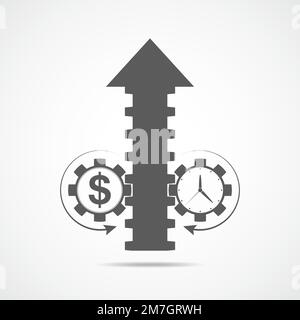 Freccia su e due marce. Illustrazione vettoriale. Il concetto di successo del lavoro, del commercio, delle idee Illustrazione Vettoriale