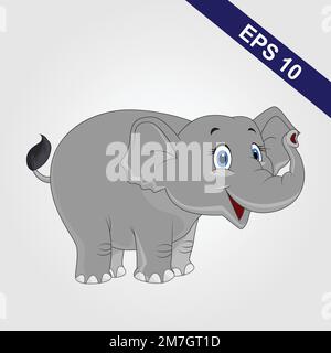Cartoon carino bambino elefante vettore Illustrazione Vettoriale
