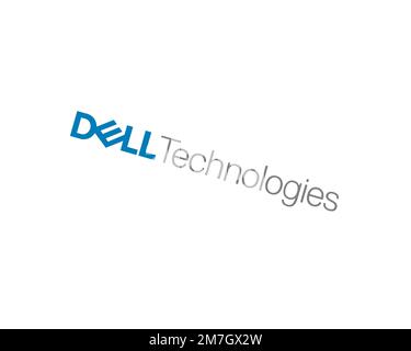 Dell Technologies, logo ruotato, sfondo bianco B Foto Stock