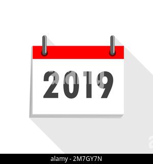 Calendario icona 2019 in design piatto. Illustrazione vettoriale. Felice anno nuovo 2019 Illustrazione Vettoriale