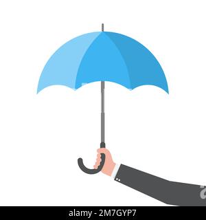 Ombrello in mano, isolato. Illustrazione vettoriale. Ombrello in design piatto Illustrazione Vettoriale