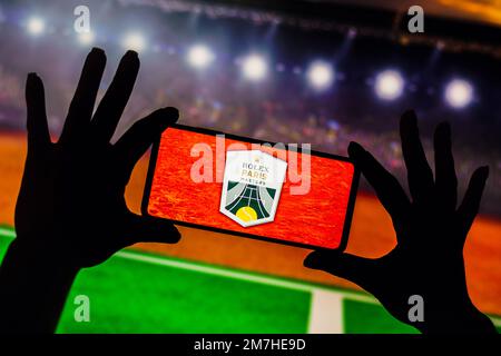 Brasile. 09th Jan, 2023. In questa immagine, il logo Paris Masters viene visualizzato sullo schermo di uno smartphone. Credit: SOPA Images Limited/Alamy Live News Foto Stock