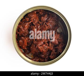 Vongole in lattine su fondo bianco Foto Stock